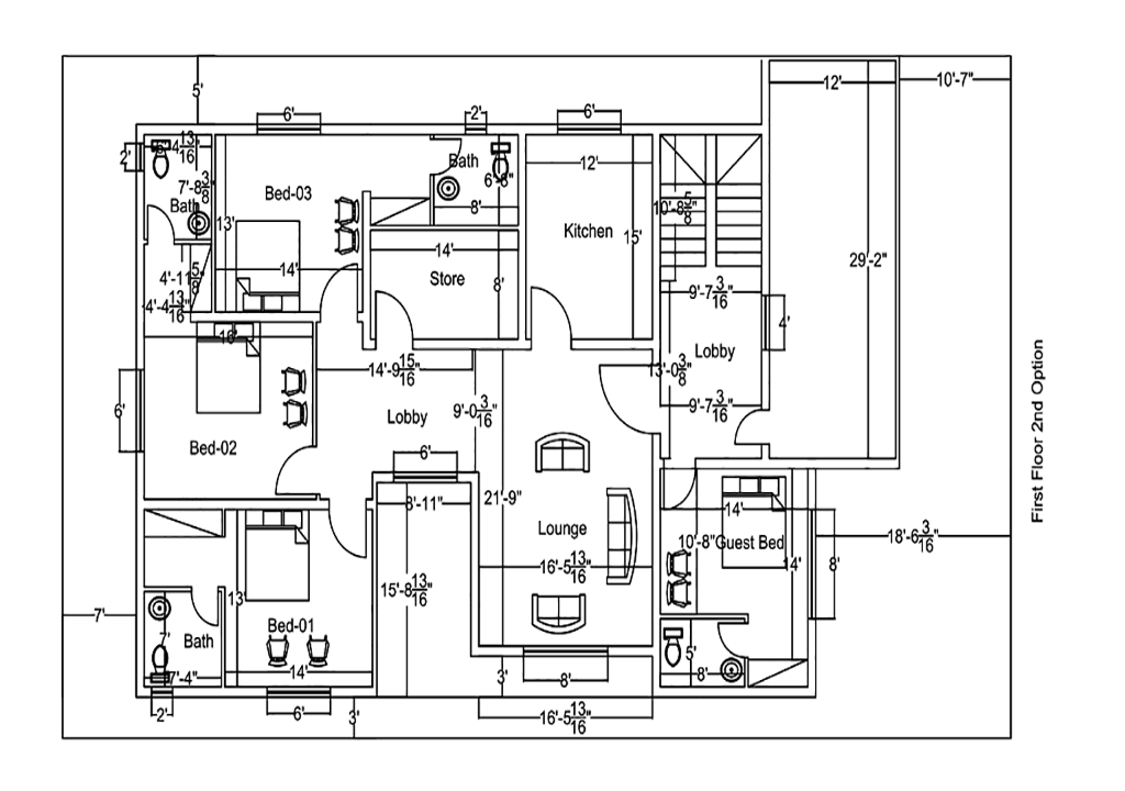 AutoCAD 2D Floor Plan Designs
